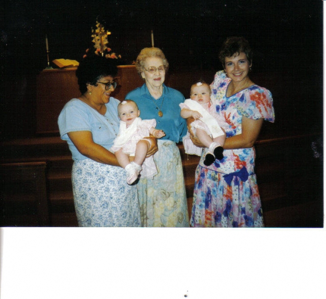 Orlene-The Godmother of my twins during their Christining July 14,1996.